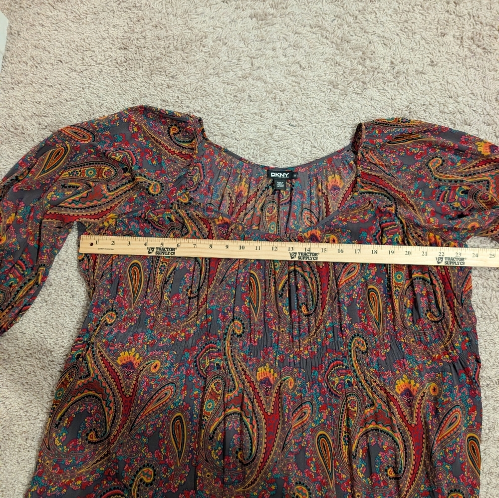 DKNY Silk Paisley Tiered Maxi Dress (Missing Inner Slip) - Picture 9 of 11